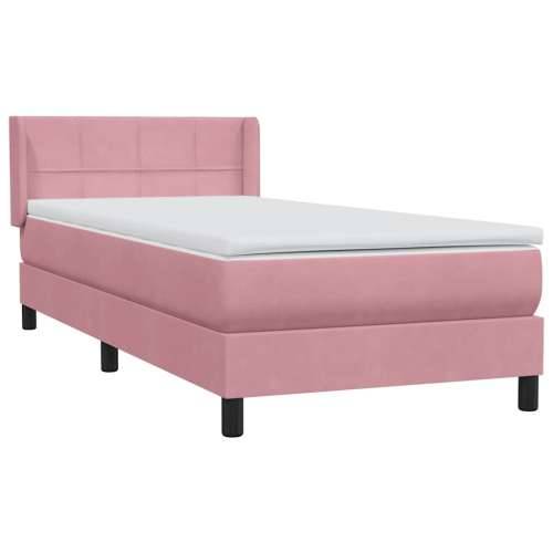Box spring krevet s madracem ružičasti 90x220 cm baršunasti - Ružičasta 90 x 220 cm Blok s kvadratima Cijena