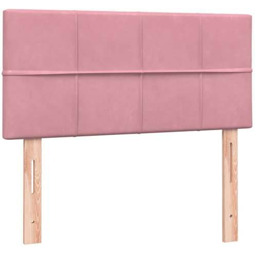 Box spring krevet s madracem ružičasti 90x220 cm baršunasti - Ružičasta 90 x 220 cm Blok s kvadratima Cijena