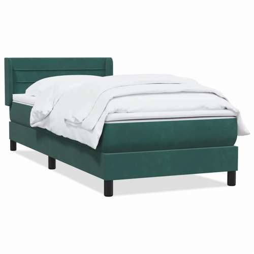 Box Spring krevet s madracem tamnozeleni 90x220 cm baršun - 90 x 220 cm vodoravne pruge Tamnozelena Cijena