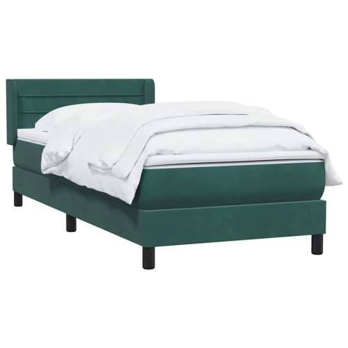 Box Spring krevet s madracem tamnozeleni 90x220 cm baršun - 90 x 220 cm vodoravne pruge Tamnozelena Cijena