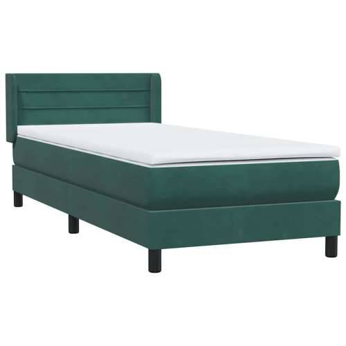 Box Spring krevet s madracem tamnozeleni 90x220 cm baršun - 90 x 220 cm vodoravne pruge Tamnozelena Cijena