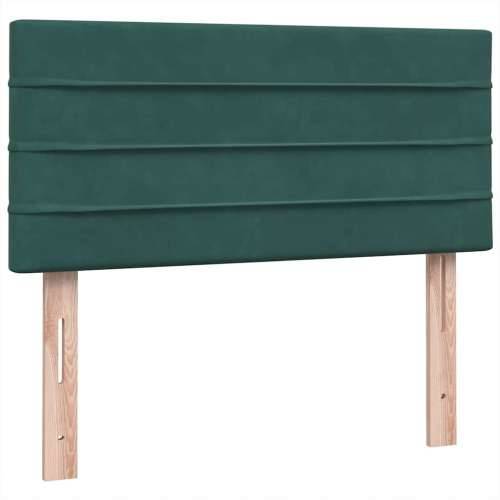 Box Spring krevet s madracem tamnozeleni 90x220 cm baršun - 90 x 220 cm vodoravne pruge Tamnozelena Cijena