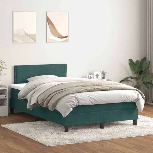 Box spring krevet s madracem tamnozeleni 120x210 cm baršunasti - Tamnozelena 120 x 210 cm Obično s čavlima Cijena