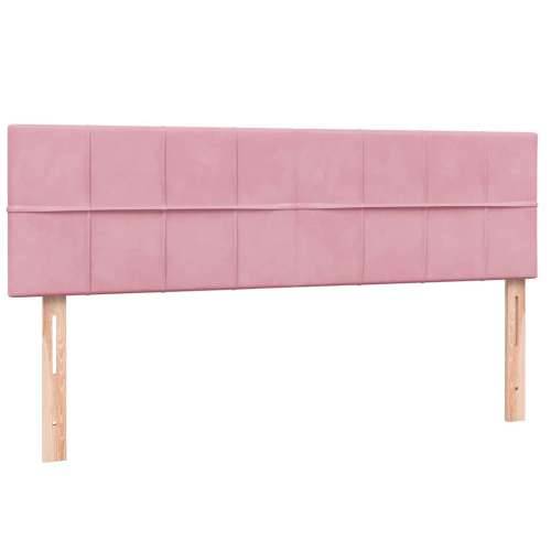 Krevet s oprugama i madracem ružičasti 140x210 cm baršunasti - Ružičasta 140 x 210 cm Blok s kvadratima Cijena
