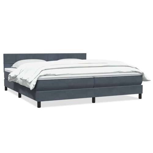 Box spring krevet s madracem tamnosivi 200x210 cm baršunasti - Tamno siva 200 x 210 cm Blok s kvadratima Cijena