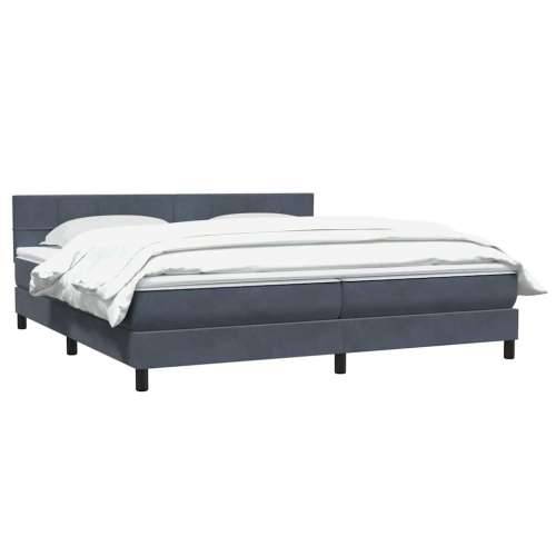 Box spring krevet s madracem tamnosivi 200x210 cm baršunasti - Tamno siva 200 x 210 cm Blok s kvadratima Cijena