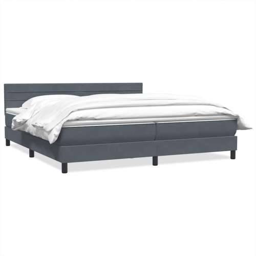Box spring krevet s madracem tamnosivi 200x210 cm baršunasti - Tamno siva 200 x 210 cm vodoravne pruge Cijena