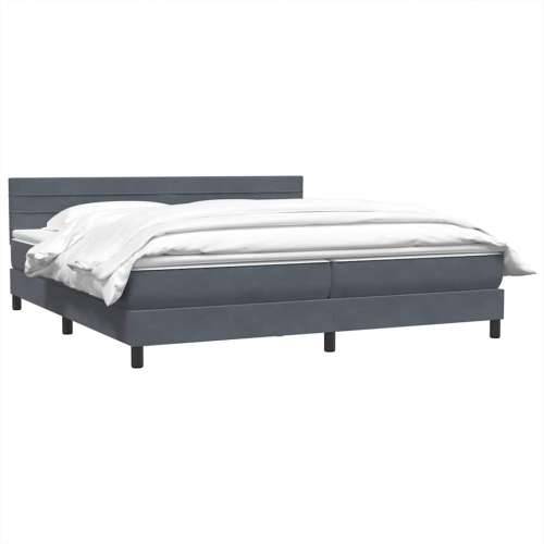 Box spring krevet s madracem tamnosivi 200x210 cm baršunasti - Tamno siva 200 x 210 cm vodoravne pruge Cijena