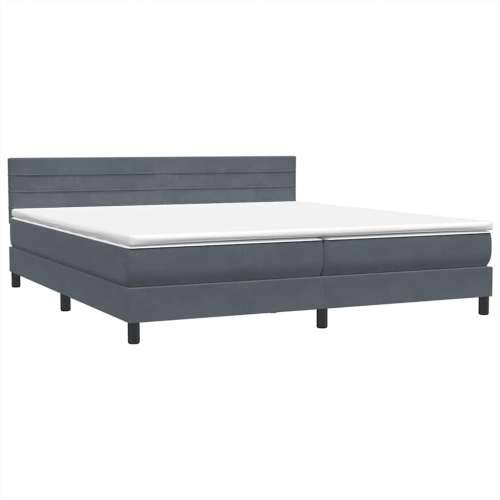 Box spring krevet s madracem tamnosivi 200x210 cm baršunasti - Tamno siva 200 x 210 cm vodoravne pruge Cijena