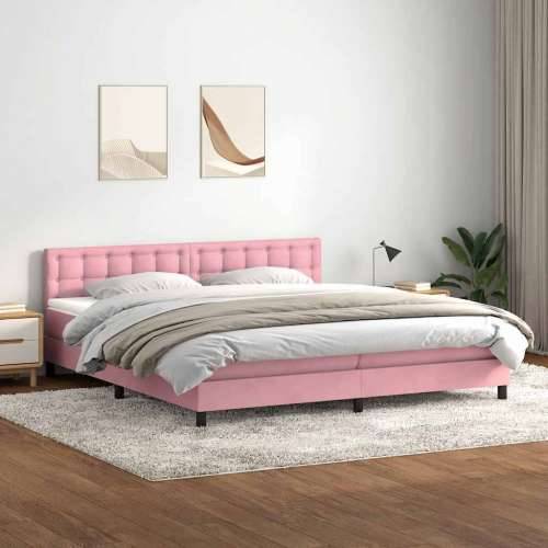 Box Spring krevet s madracem ružičasti 200x210 cm samt - Ružičasta 200 x 210 cm gumbi Cijena
