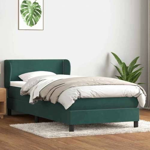 Box Spring krevet s madracem tamnozeleni 80x220 cm baršun - Tamnozelena 80 x 220 cm Obično s čavlima Cijena