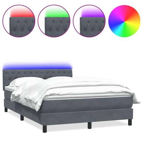Box spring krevet s madracem tamnosivi 140x210 cm baršunasti - Tamno siva 140 x 210 cm Dizajn s gumbima Cijena