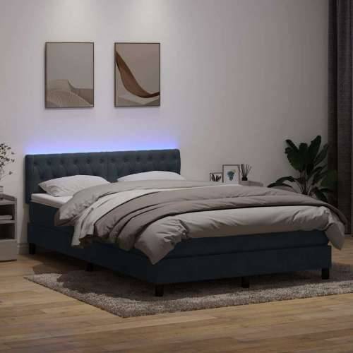 Box spring krevet s madracem tamnosivi 140x210 cm baršunasti - Tamno siva 140 x 210 cm Dizajn s gumbima Cijena