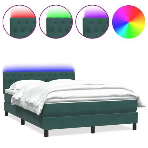 Box spring krevet s madracem tamnozeleni 140x210 cm baršunasti - Tamnozelena 140 x 210 cm Dizajn s gumbima Cijena