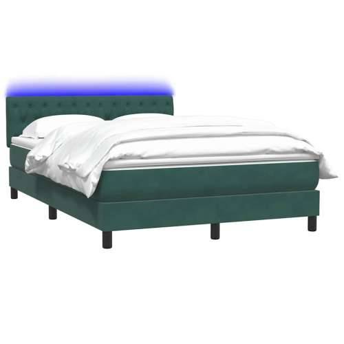 Box spring krevet s madracem tamnozeleni 140x210 cm baršunasti - Tamnozelena 140 x 210 cm Dizajn s gumbima Cijena