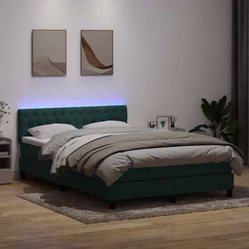 Box spring krevet s madracem tamnozeleni 140x210 cm baršunasti - Tamnozelena 140 x 210 cm Dizajn s gumbima Cijena