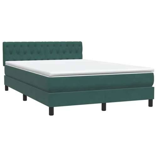 Box spring krevet s madracem tamnozeleni 140x210 cm baršunasti - Tamnozelena 140 x 210 cm Dizajn s gumbima Cijena