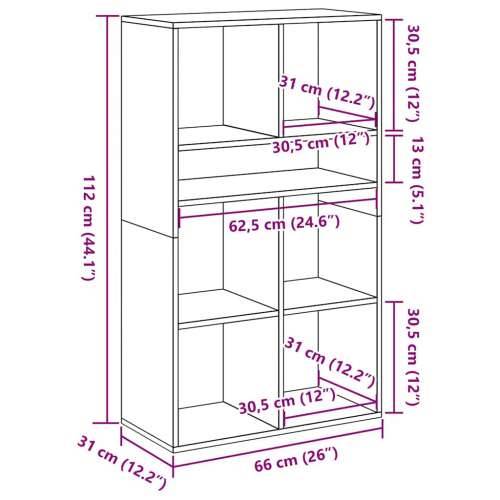 Ormarić za knjige boja hrasta 66x31x112 cm konstruirano drvo - Sivi hrast sonoma 66 x 31 x 112 cm 1 Cijena