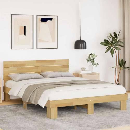 Okvir kreveta uzglavljem bez madraca 135x190 cm puno drvo hrast - 135 x 190 cm Cijena