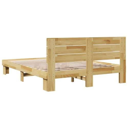 Okvir kreveta uzglavljem bez madraca 135x190 cm puno drvo hrast - 135 x 190 cm Cijena