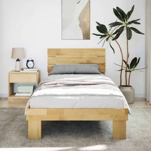 Okvir kreveta uzglavljem bez madraca 75x190 cm puno drvo hrast - 75 x 190 cm Cijena