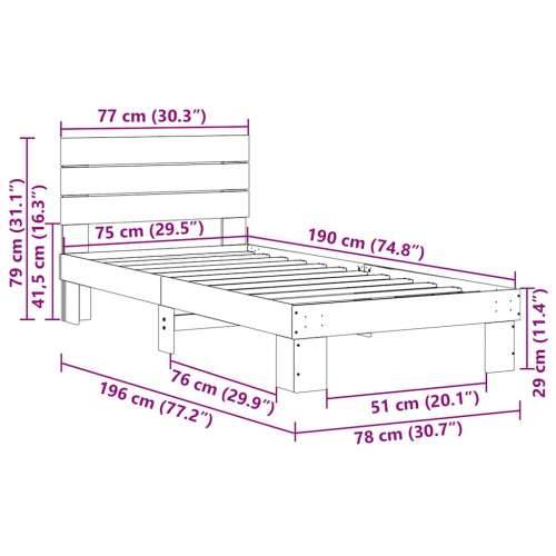 Okvir kreveta uzglavljem bez madraca 75x190 cm puno drvo hrast - 75 x 190 cm Cijena