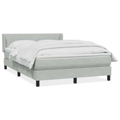 Krevet s oprugama i madracem svjetlosivi 140x220 cm baršunasti - Svjetlosiva 140 x 220 cm Okomite pruge Cijena