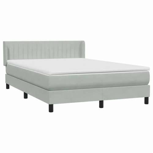 Krevet s oprugama i madracem svjetlosivi 140x220 cm baršunasti - Svjetlosiva 140 x 220 cm Okomite pruge Cijena