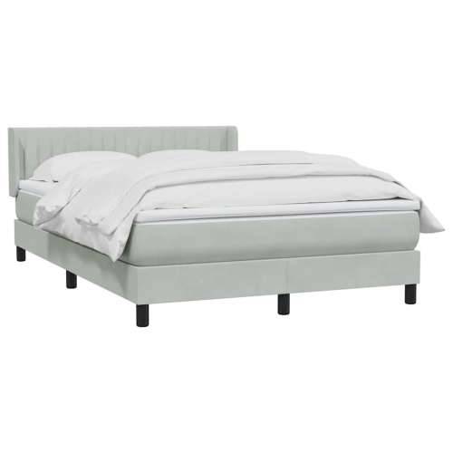 Krevet s oprugama i madracem svjetlosivi 140x220 cm baršunasti - Svjetlosiva 140 x 220 cm Okomite pruge Cijena