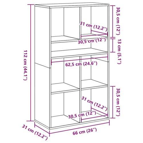 Ormarić za knjige boja drva 66x31x112 cm konstruirano drvo - Staro drvo 66 x 31 x 112 cm 1 Cijena