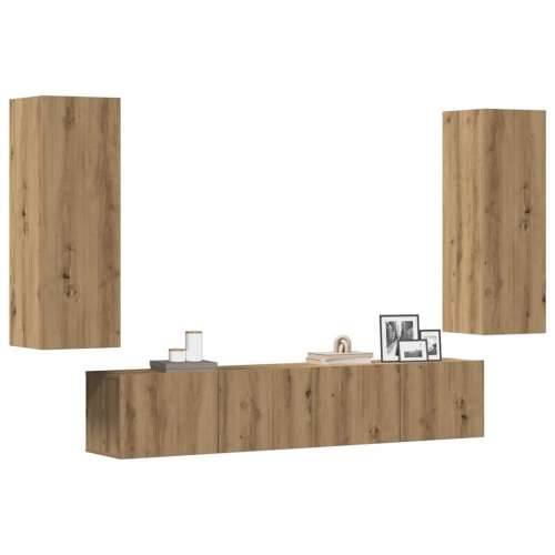 4-dijelni zidni TV ormarić Artisan hrast izrađen od drveta - hrast artisan 1 160 cm Cijena