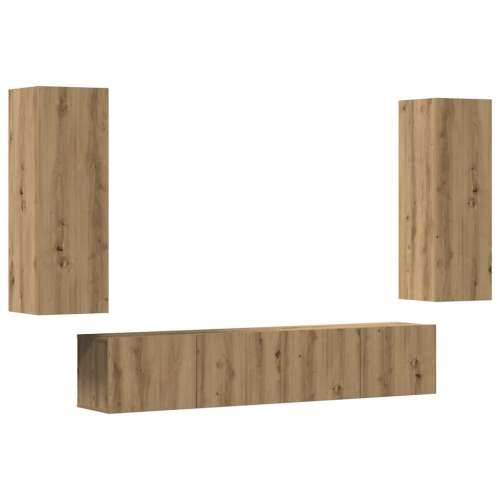 4-dijelni zidni TV ormarić Artisan hrast izrađen od drveta - hrast artisan 1 160 cm Cijena