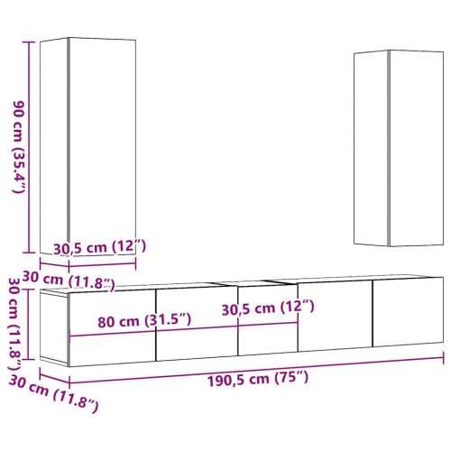 5-dijelni zidni TV ormarić Artisan hrast izrađen od drva - hrast artisan 1 160 cm Cijena