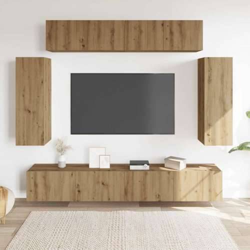 6-dijelni zidni TV ormarić Artisan hrast izrađen od drva - hrast artisan 6 90 cm Cijena