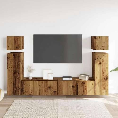 8-dijelni zidni set TV ormarić konstruirano drvo - Staro drvo 8 80 cm Cijena