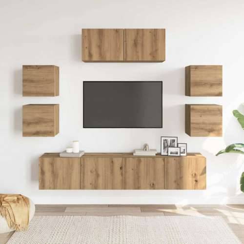 7-dijelni zidni TV ormarić Artisan hrast izrađen od drva - hrast artisan 1 80 cm Cijena