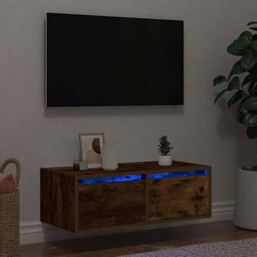 TV ormarić s LED svjetlima boja dimljenog hrasta 75x35,5x25 cm - Dimljeni hrast 1 75 cm Cijena