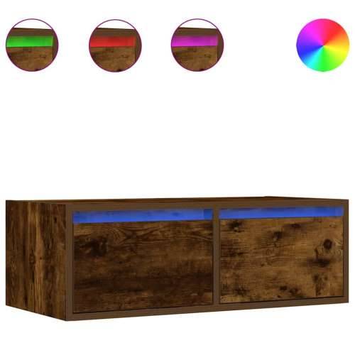 TV ormarić s LED svjetlima boja dimljenog hrasta 75x35,5x25 cm - Dimljeni hrast 1 75 cm Cijena