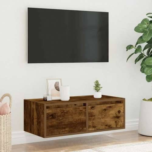 TV ormarić s LED svjetlima boja dimljenog hrasta 75x35,5x25 cm - Dimljeni hrast 1 75 cm Cijena