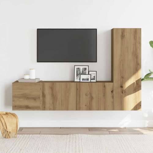 3-dijelni zidni TV ormarić Artisan hrast izrađen od drveta - hrast artisan 1 80 cm Cijena