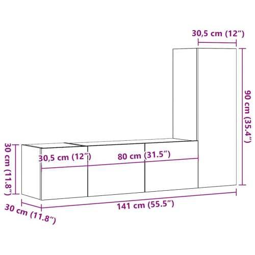 3-dijelni zidni TV ormarić Artisan hrast izrađen od drveta - hrast artisan 1 80 cm Cijena