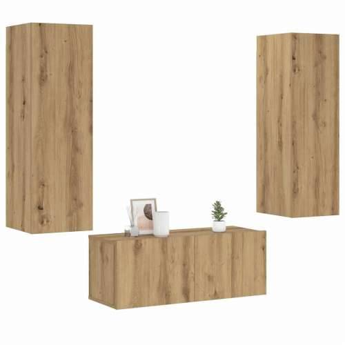 3-dijelni zidni TV ormarić Artisan hrast izrađen od drveta - hrast artisan 3 80 cm Cijena