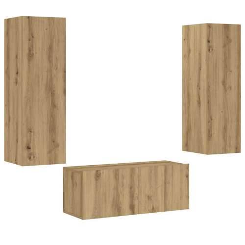 3-dijelni zidni TV ormarić Artisan hrast izrađen od drveta - hrast artisan 3 80 cm Cijena