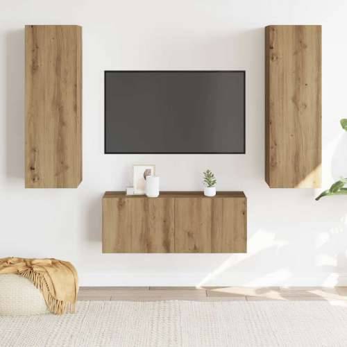3-dijelni zidni TV ormarić Artisan hrast izrađen od drveta - hrast artisan 3 80 cm Cijena