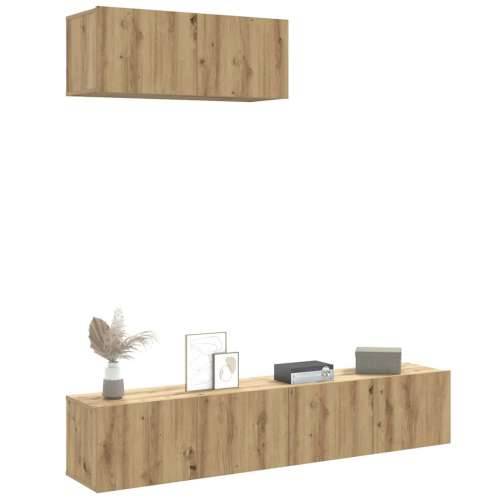 3-dijelni zidni TV ormarić Artisan hrast izrađen od drva - hrast artisan 3 80 cm Cijena