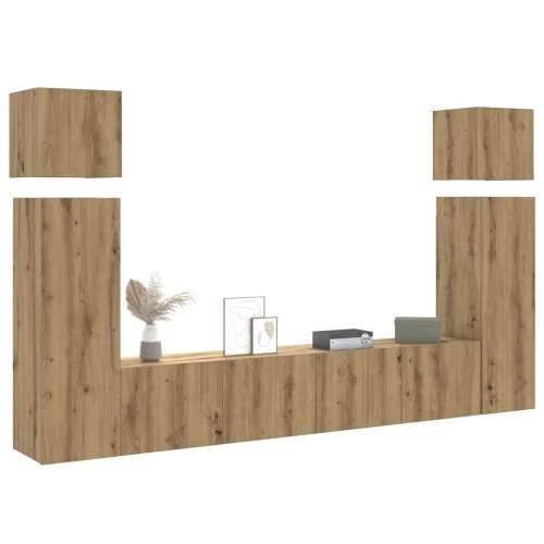 8-dijelni zidni TV ormarić Artisan hrast izrađen od drva - hrast artisan 8 80 cm Cijena