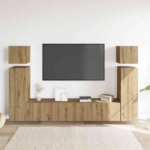 8-dijelni zidni TV ormarić Artisan hrast izrađen od drva - hrast artisan 8 80 cm Cijena
