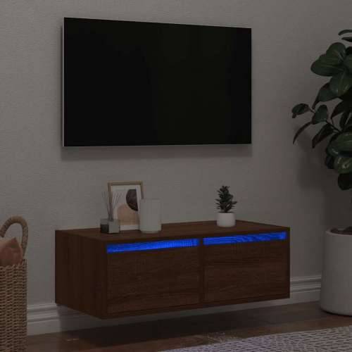 TV ormarić s LED svjetlima boja smeđeg hrasta 75x35,5x25 cm - Smeđi hrast 1 75 cm Cijena