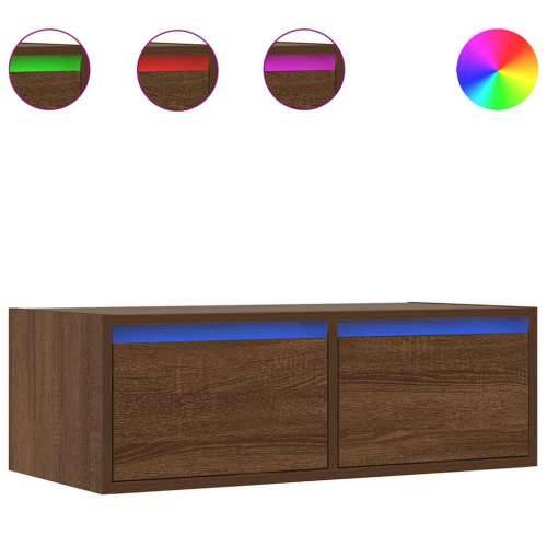 TV ormarić s LED svjetlima boja smeđeg hrasta 75x35,5x25 cm - Smeđi hrast 1 75 cm Cijena