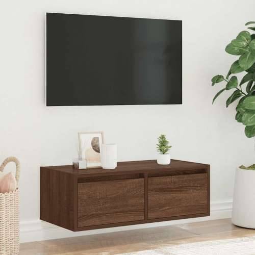 TV ormarić s LED svjetlima boja smeđeg hrasta 75x35,5x25 cm - Smeđi hrast 1 75 cm Cijena